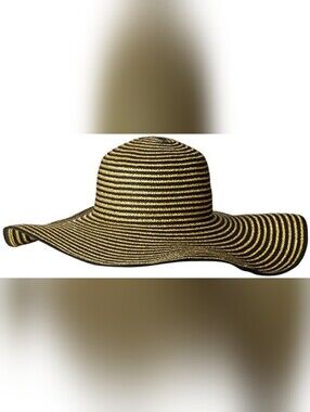 Gottex Black and Gold Morgana Mettalic Wide-Brim Sun Hat